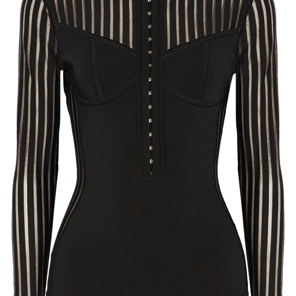 Black Sheer Striped Women's Top